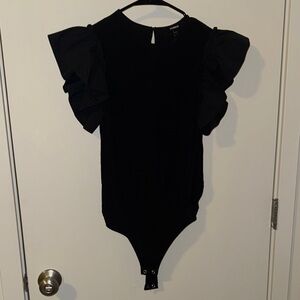 Black Ruffle Sleeve Bodysuit